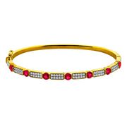 18K Yellow Gold Ruby with Diamond Bangle Collection